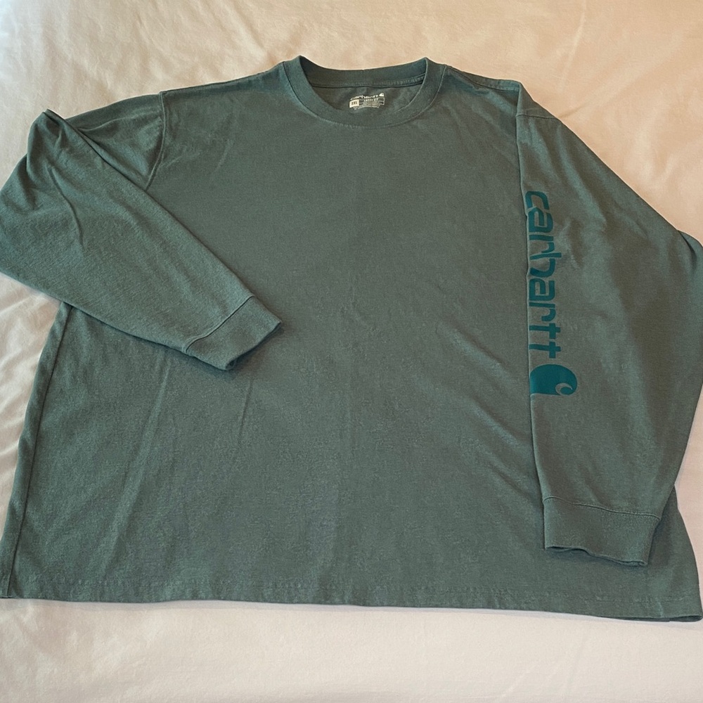Carhartt Men's Teal Green Long Sleeve Tee - Picture 1 of 3